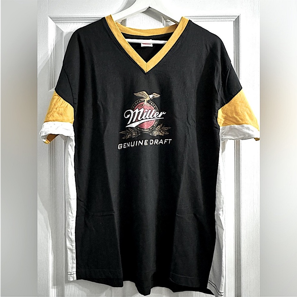 MILLER GENUINE DRAFT Vintage 90’s H2 Promotions Limited Logo Unisex V-Neck Shirt
